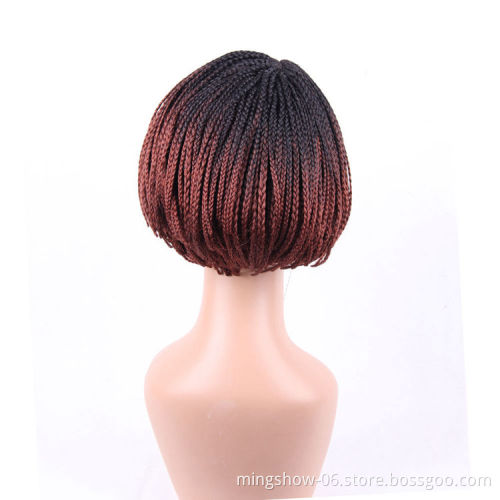 6" short synthetic bob wig, hand made braided lace synthetic wig